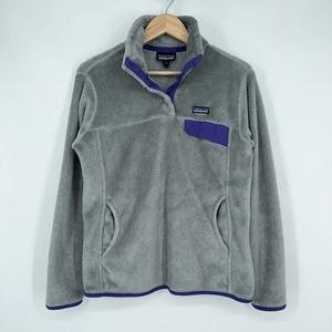 Patagonia Gray Fleece Jacket with Purple Accents